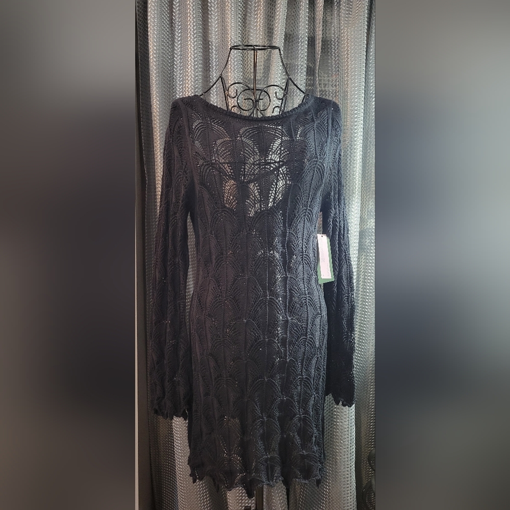 Target Black Long Sleeve Lace Coverup